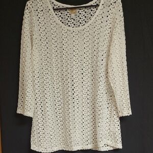 JM Collection Cream Crochet Blouse